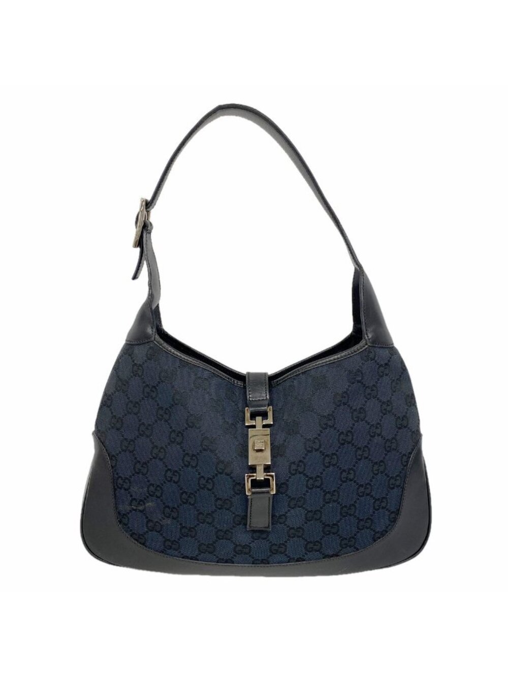 Gucci Shoulder Bag GG Canvas Jackie Black Silver
